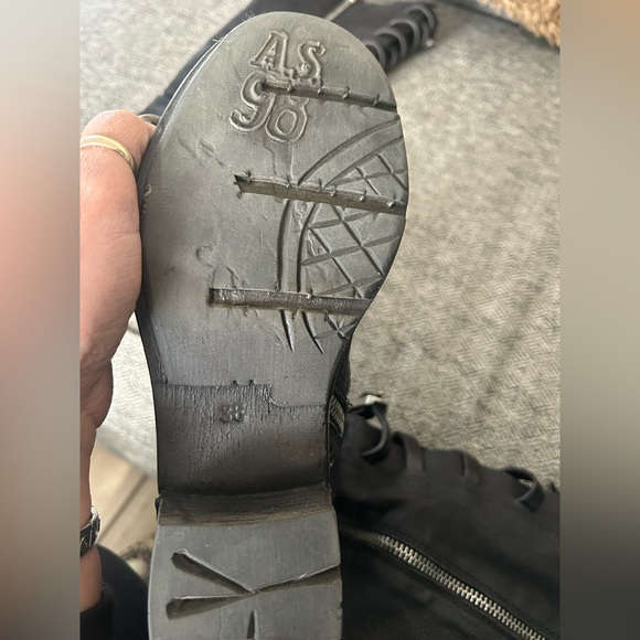 A.S.98 Black Lace-Up Buckle Boots - Picture 10 of 10